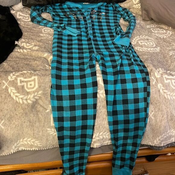 Y2k aero bling sequin pink/black onsie thermal pj pajama - Picture 2 of 6